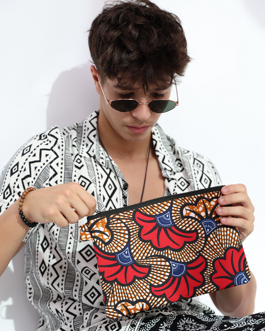 Tribal Floral Print Pouch