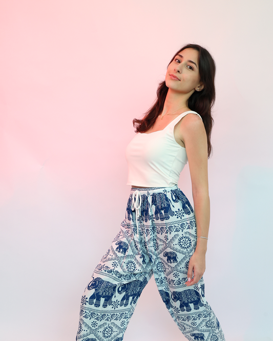 Blue & White Pattern Pants