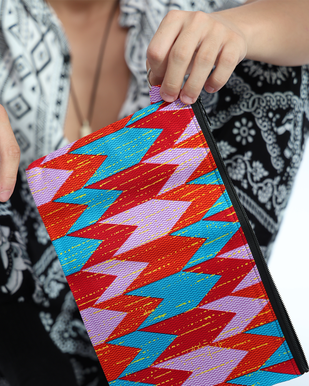 Geometric Burst Pattern Pouch